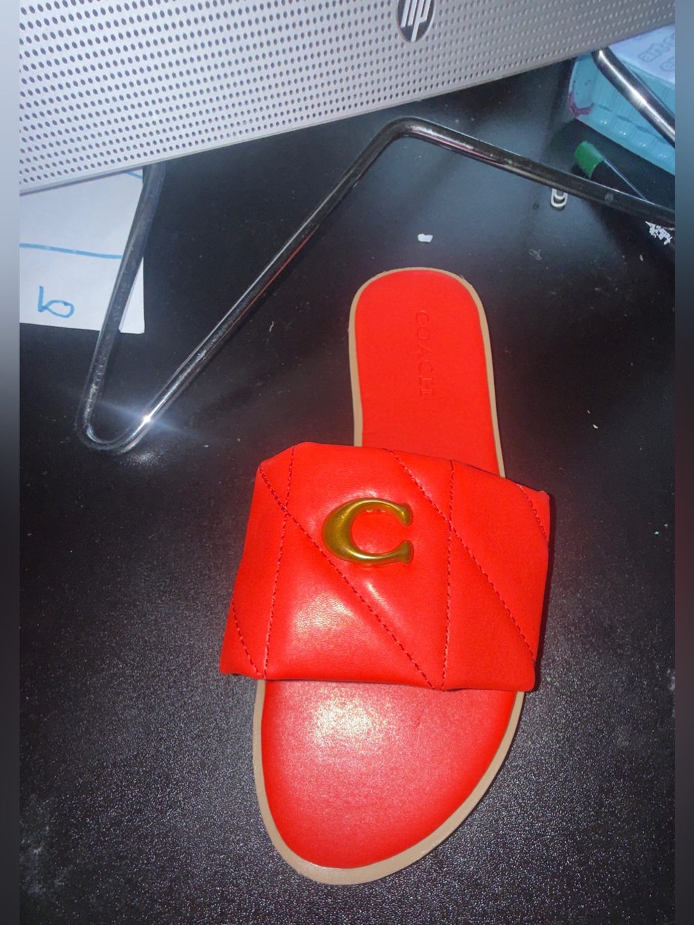 Coach Red Slide with Gold C